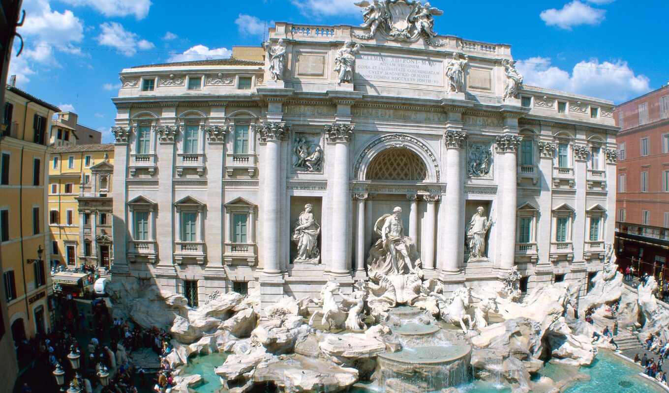 picture, italy, fountain, rome, trevi