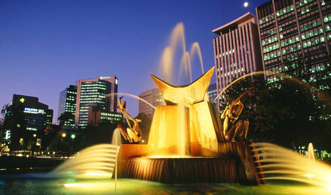 city, Australia, fountain, adelaide