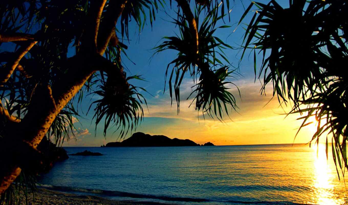 desktop, high, resolution, sunset, beach, ocean, tropical