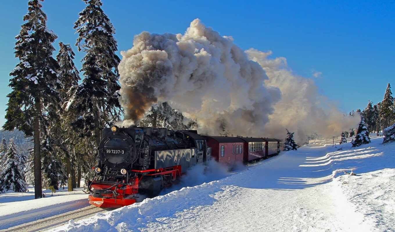 winter, a train
