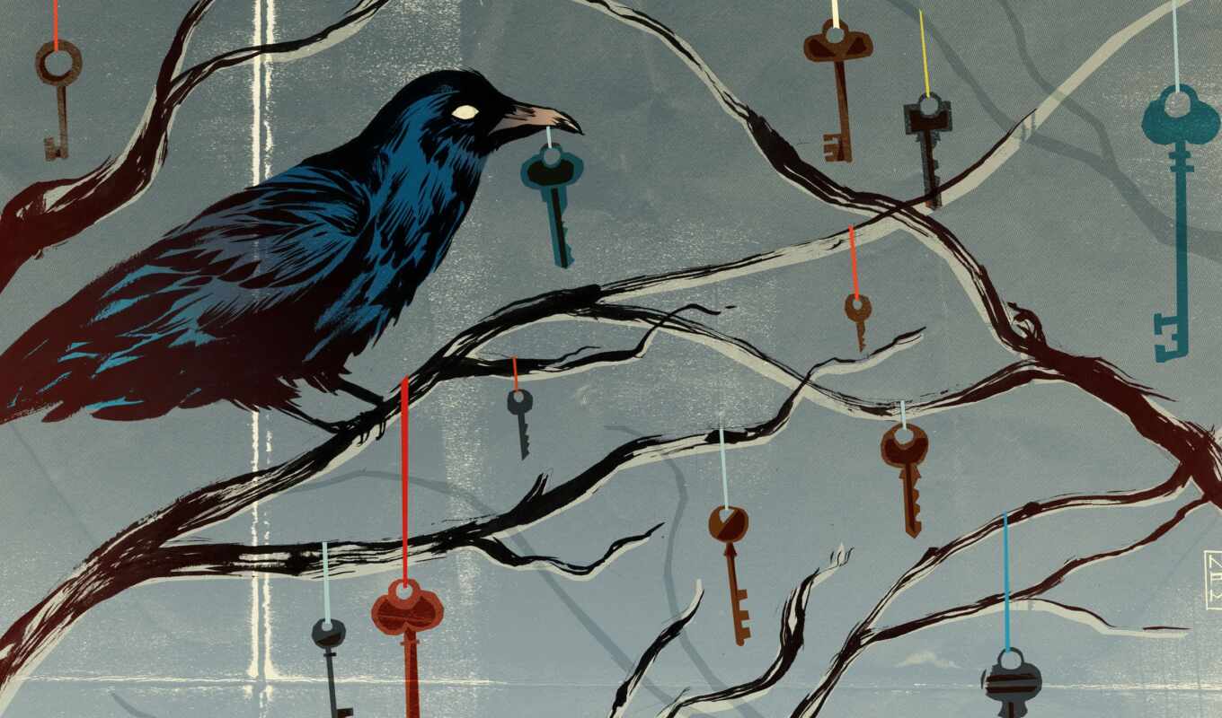 art, tree, bird, branch, animal, artwork, illustration, key, terrible, crow
