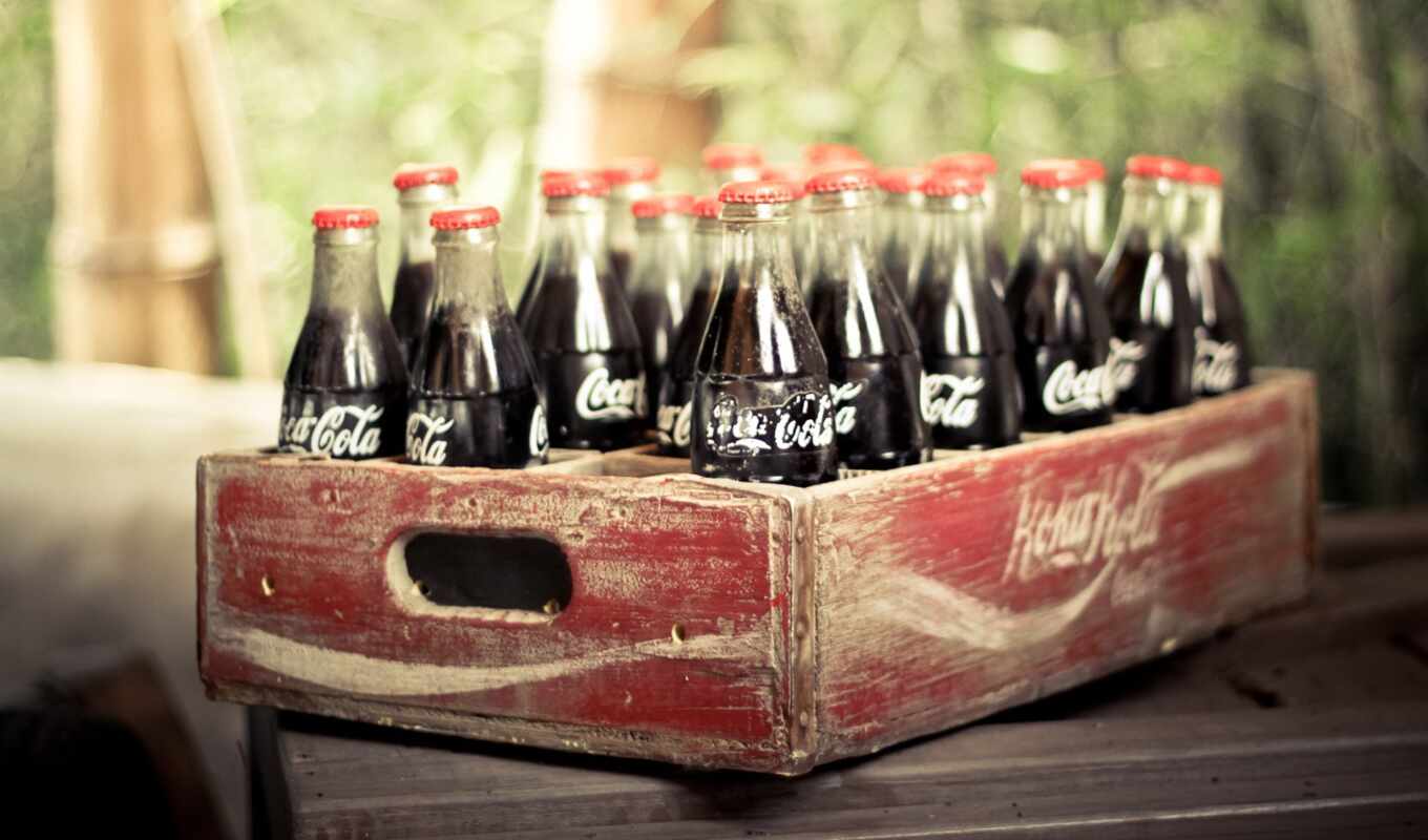 coca, cola, wooden, kola, drink, box