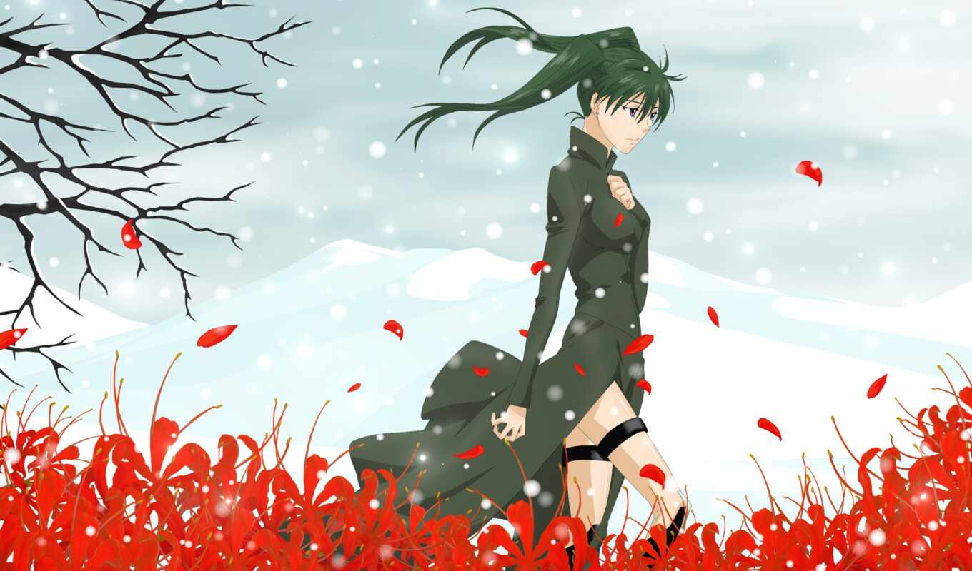 flowers, gray, anime, field, lee, whether, crying, lenalee, lina