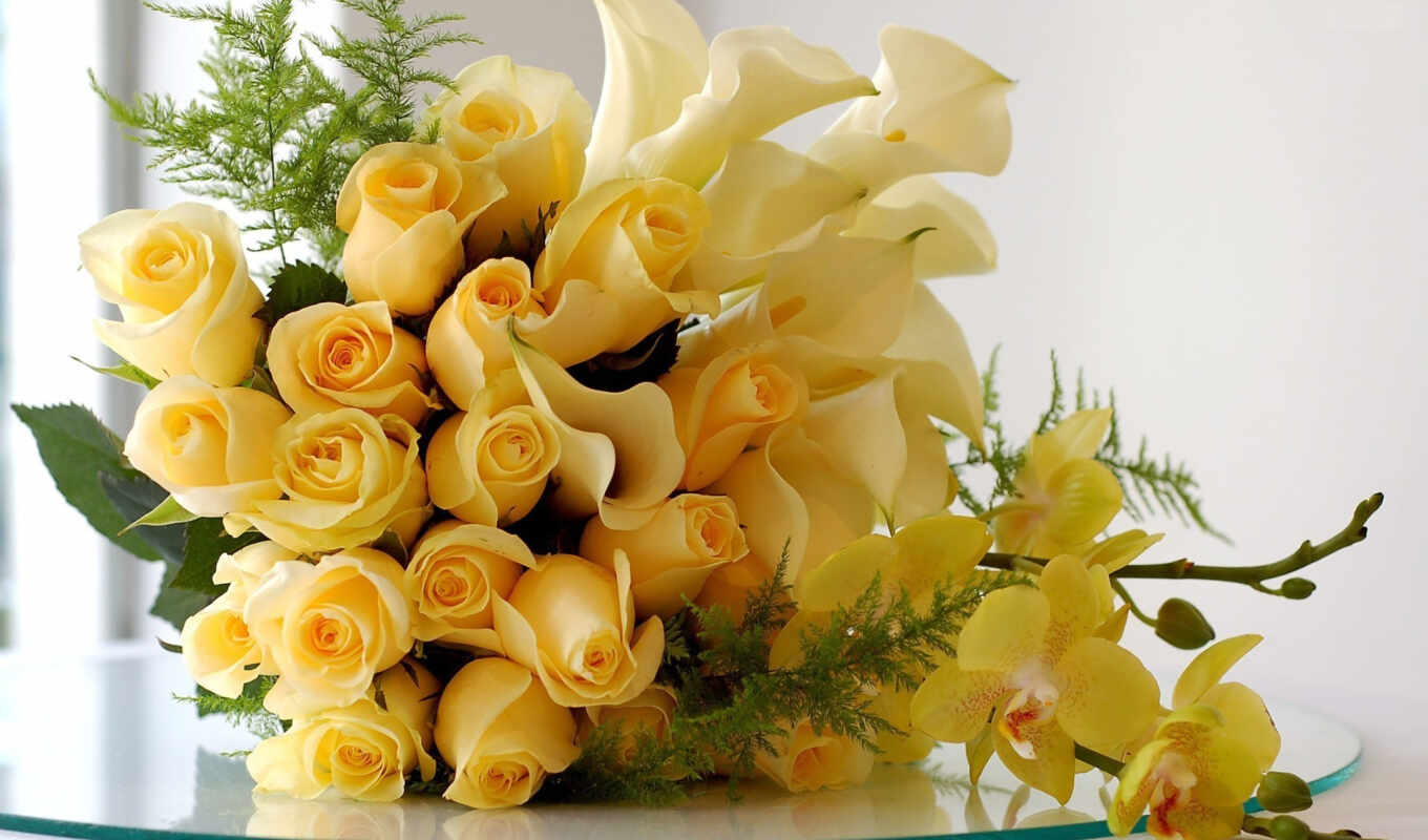 цветы, glass, высокого, source, красавица, розы, разрешения, букет, лилии, ветки, фотоцвет