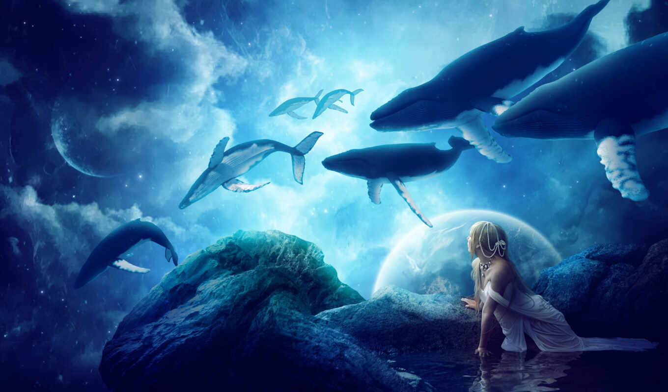 sky, best, fantasy, whale, blue