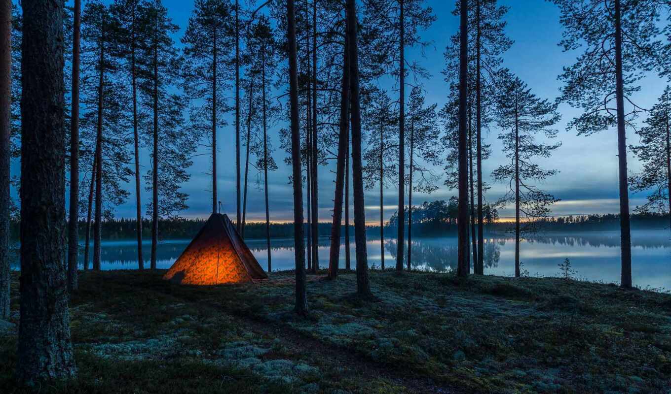 lake, camp