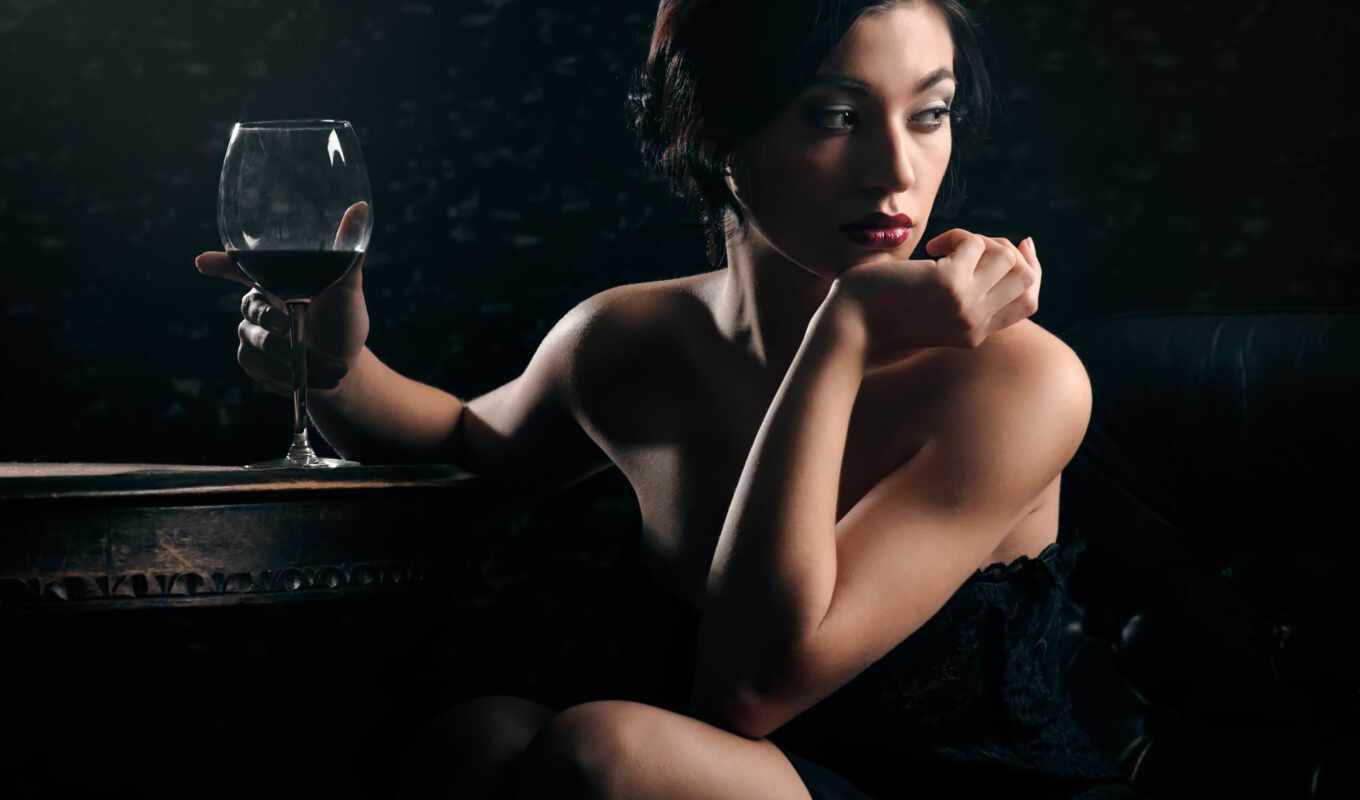 glass, женщина, вино