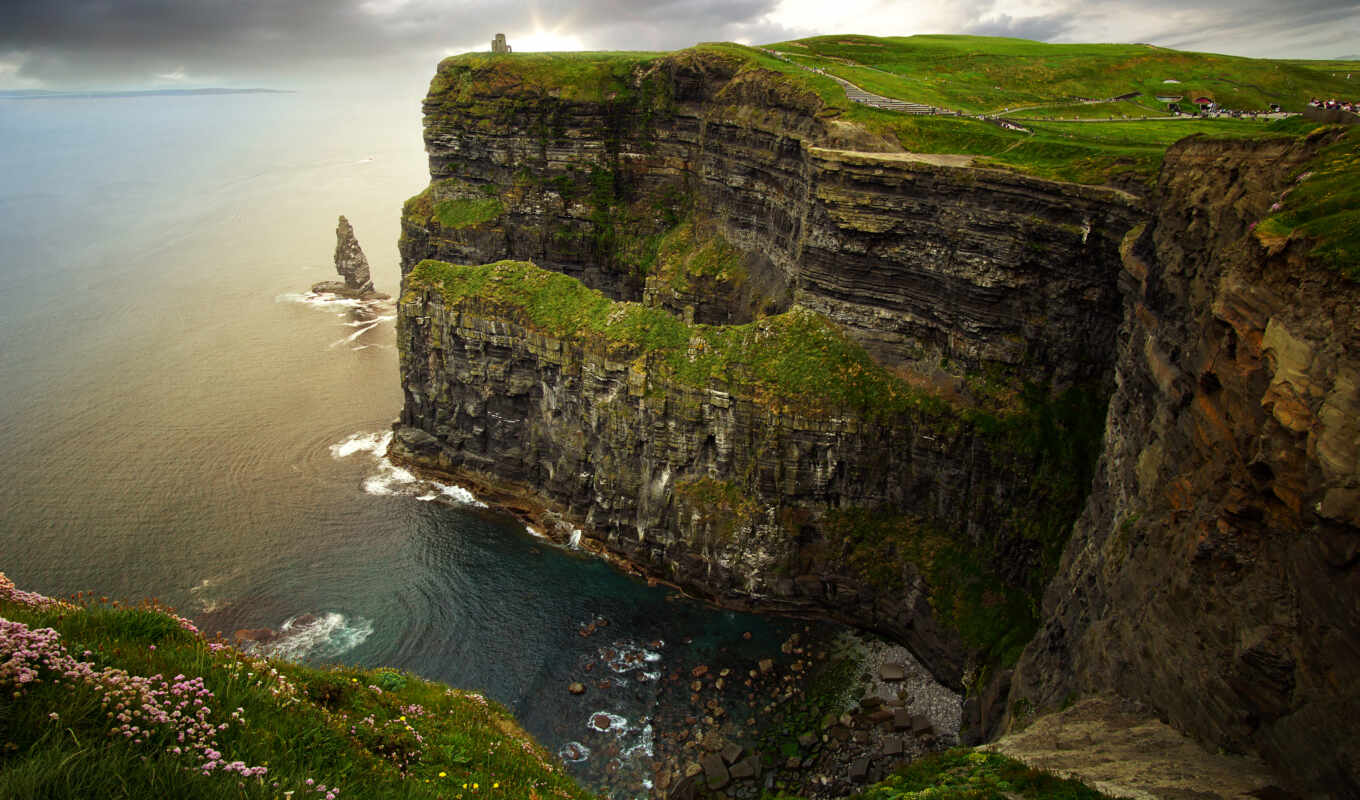 природа, rock, ирландский, cliff, мохер