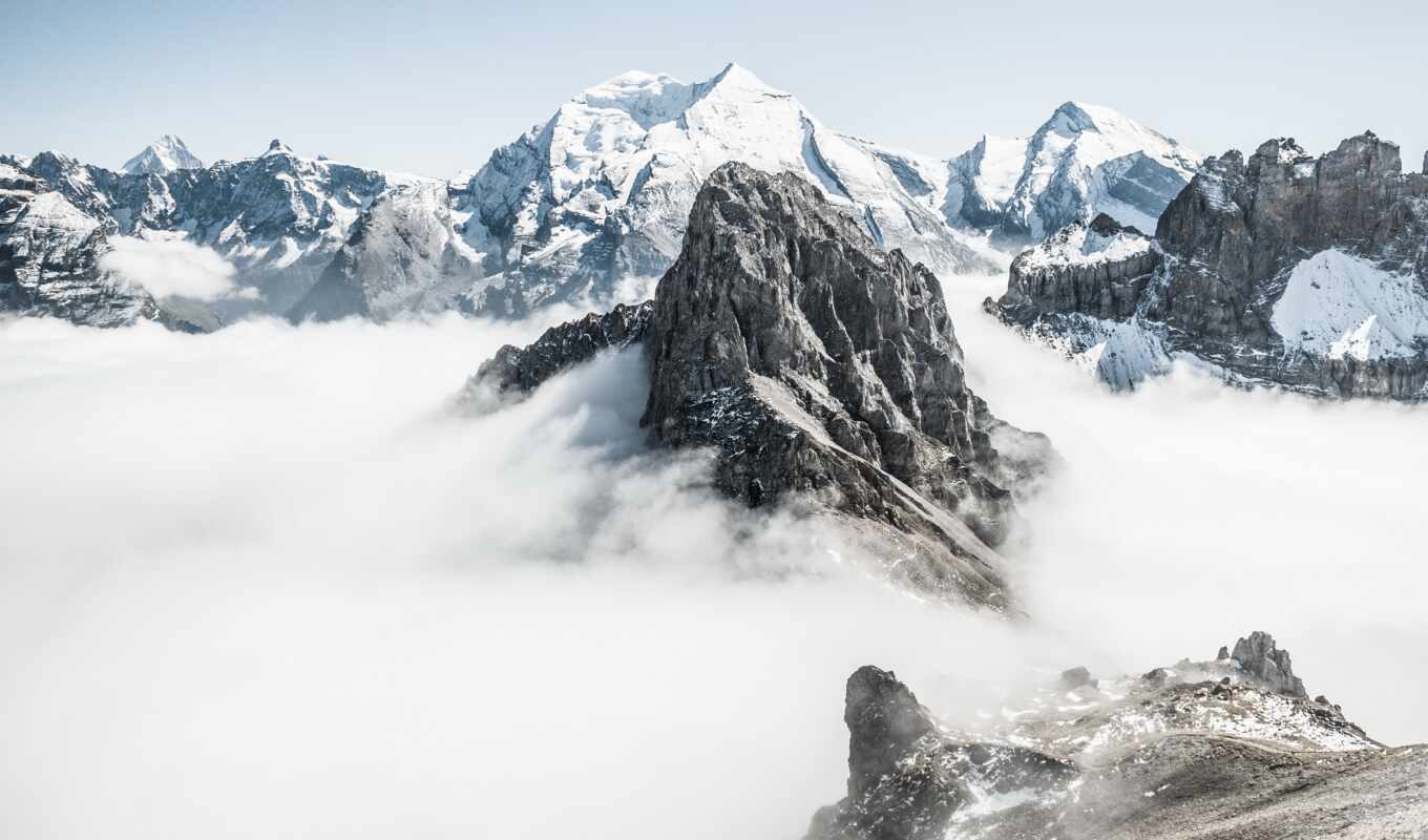 гора, туман, вершины