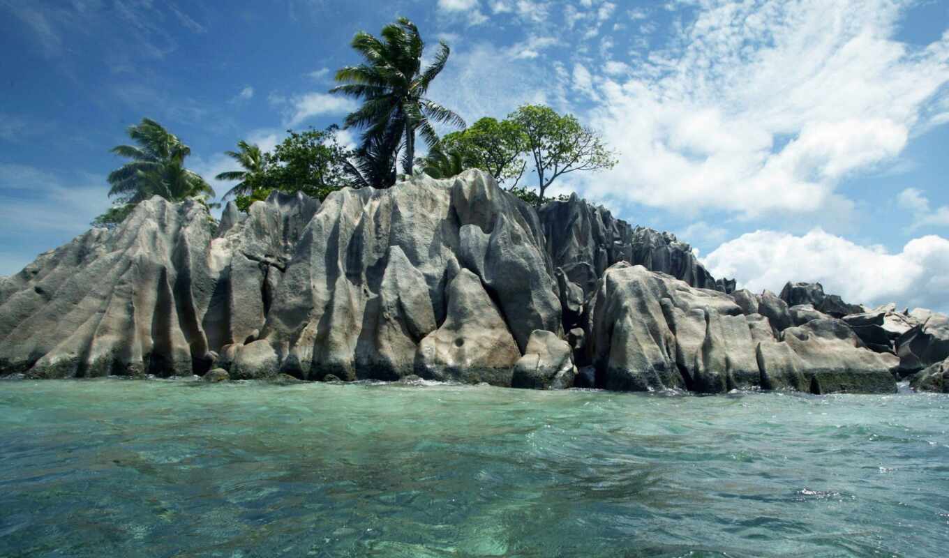 nature, palm trees, ocean, rest, islands, seychelles, relax, stones, exotica, rocks, seychelles