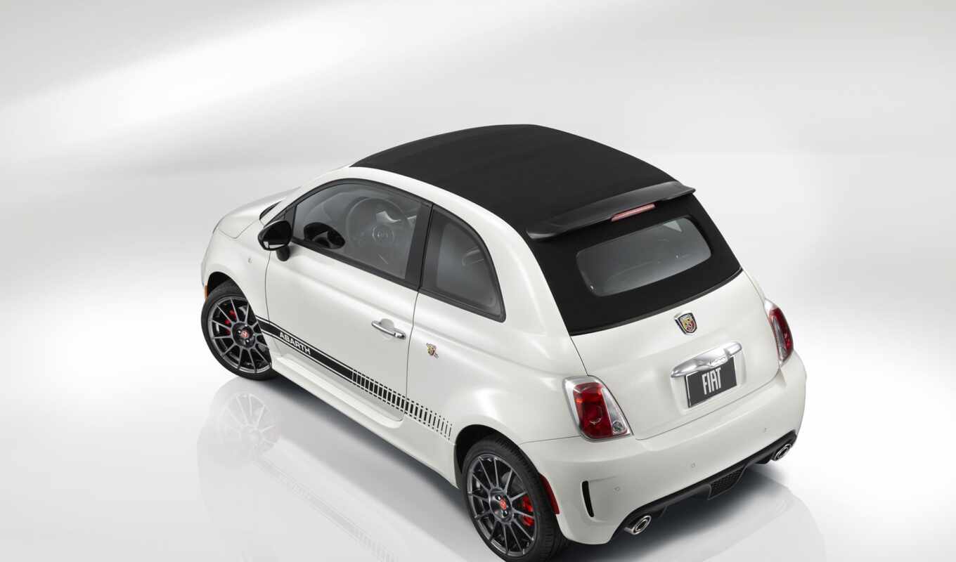 white, top, convertible, cabriolet, An, fiat, abarth, cloth