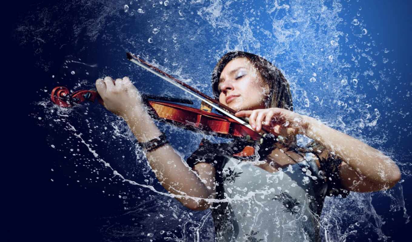 music, girl, woman, violin