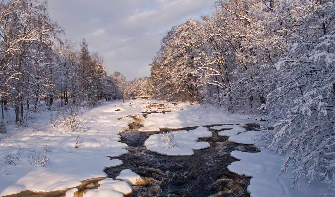 winter, river