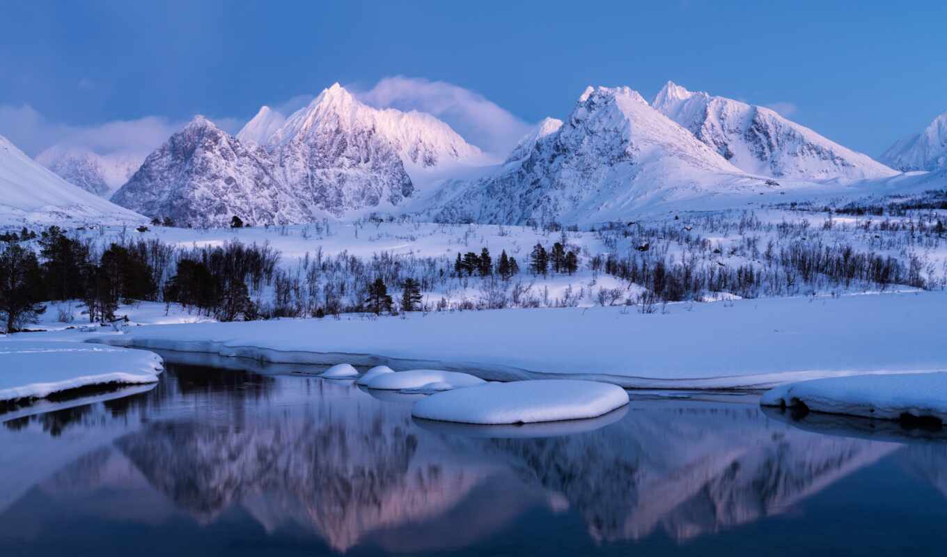 снег, winter, гора, landscape, norwegian
