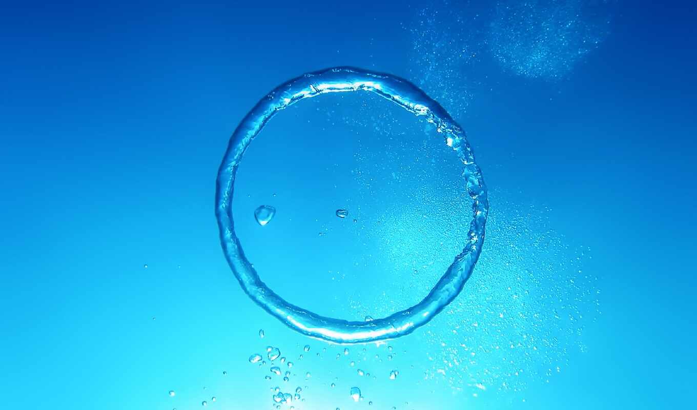 blue, background, abstraction, bubble, water, air, ring, pink, under