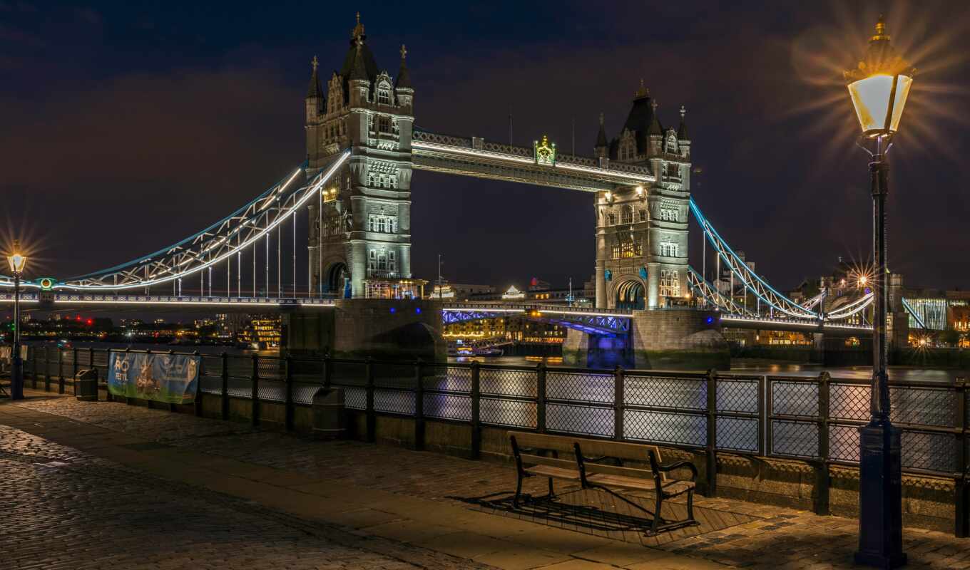ночь, мост, architecture, великобритания, огонь, башня, london, река, фонарик, тауэрский