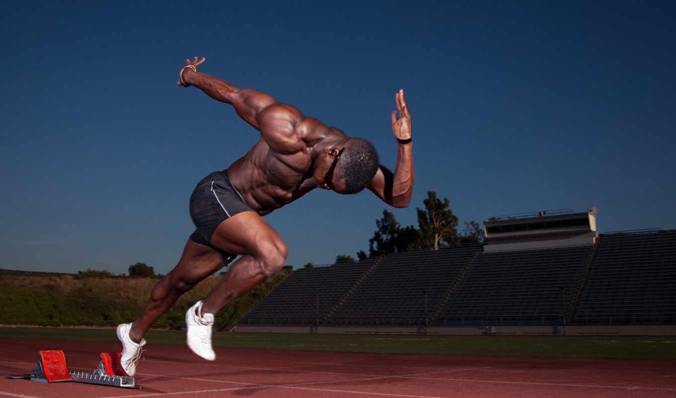 athlete, start, muscle, stadium, a runaway, biceps