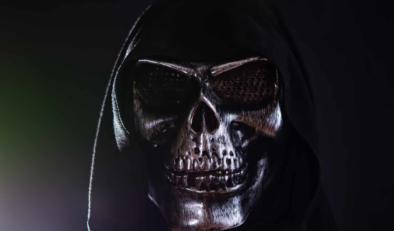 black, череп, кровать, halloween, маска, ужас, страшно, hoodie
