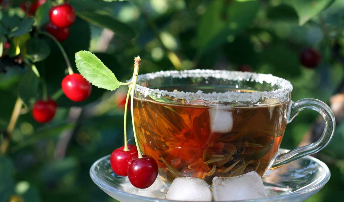 лист, cherry, wild, cup, чая