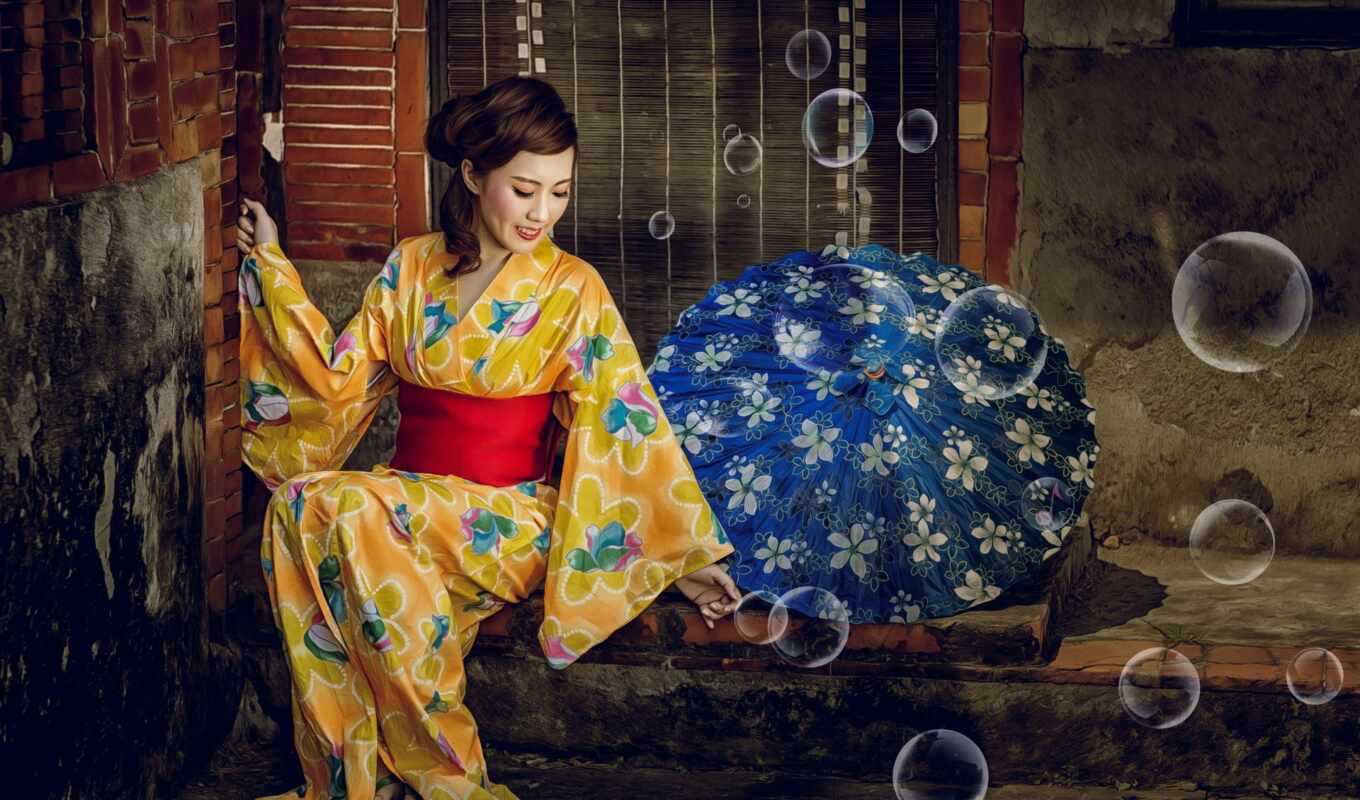 art, mac, девушка, женщина, краска, храм, asian, tapety, pulpit, кимоно