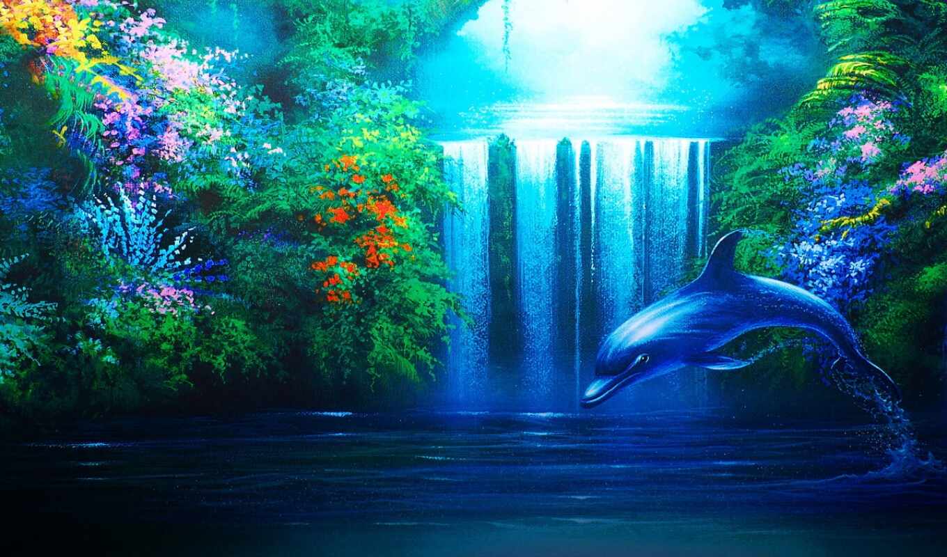 Водопад с дельфинами. Водопады фото и Дельфин. Водопад Дельфин парк. Заставка с гейлом