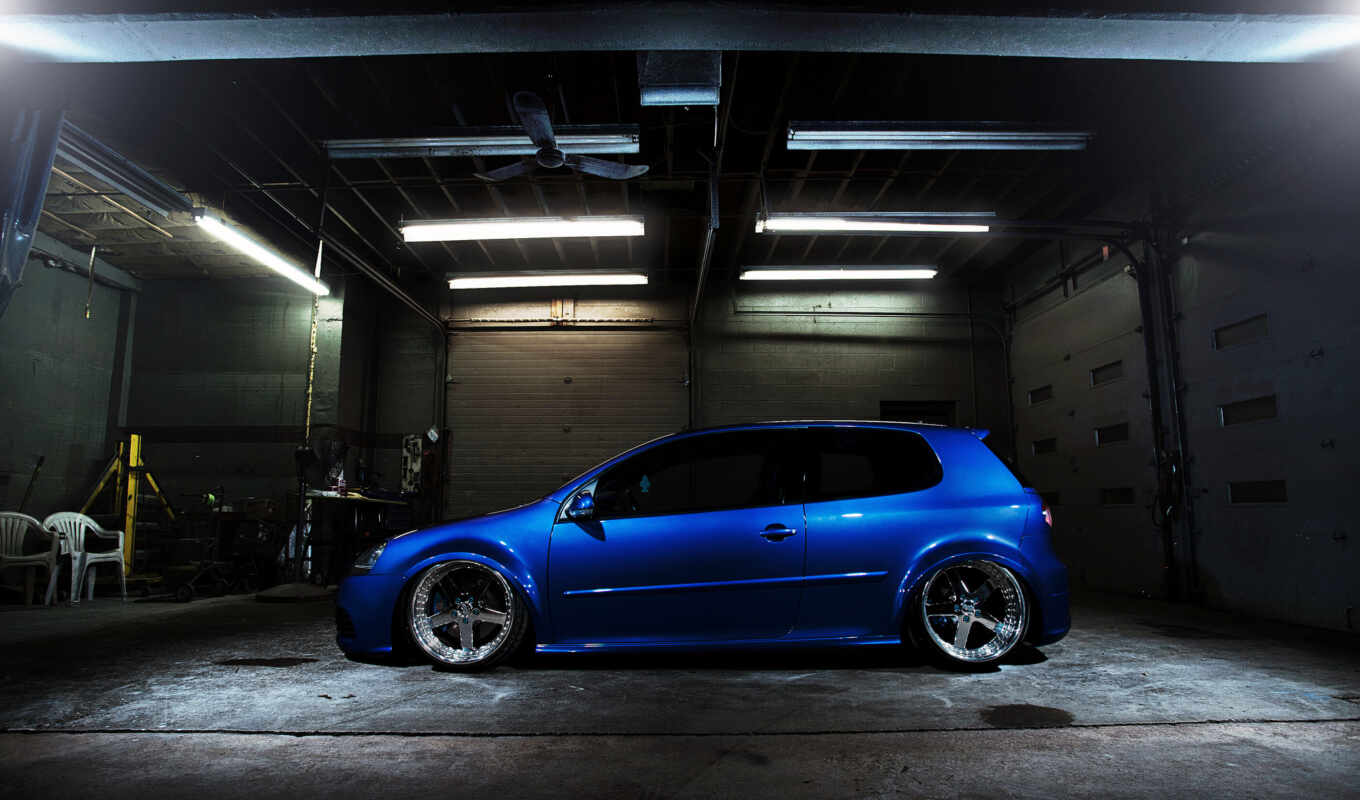 blue, tuning, golf, for Volkswagen, gti, low