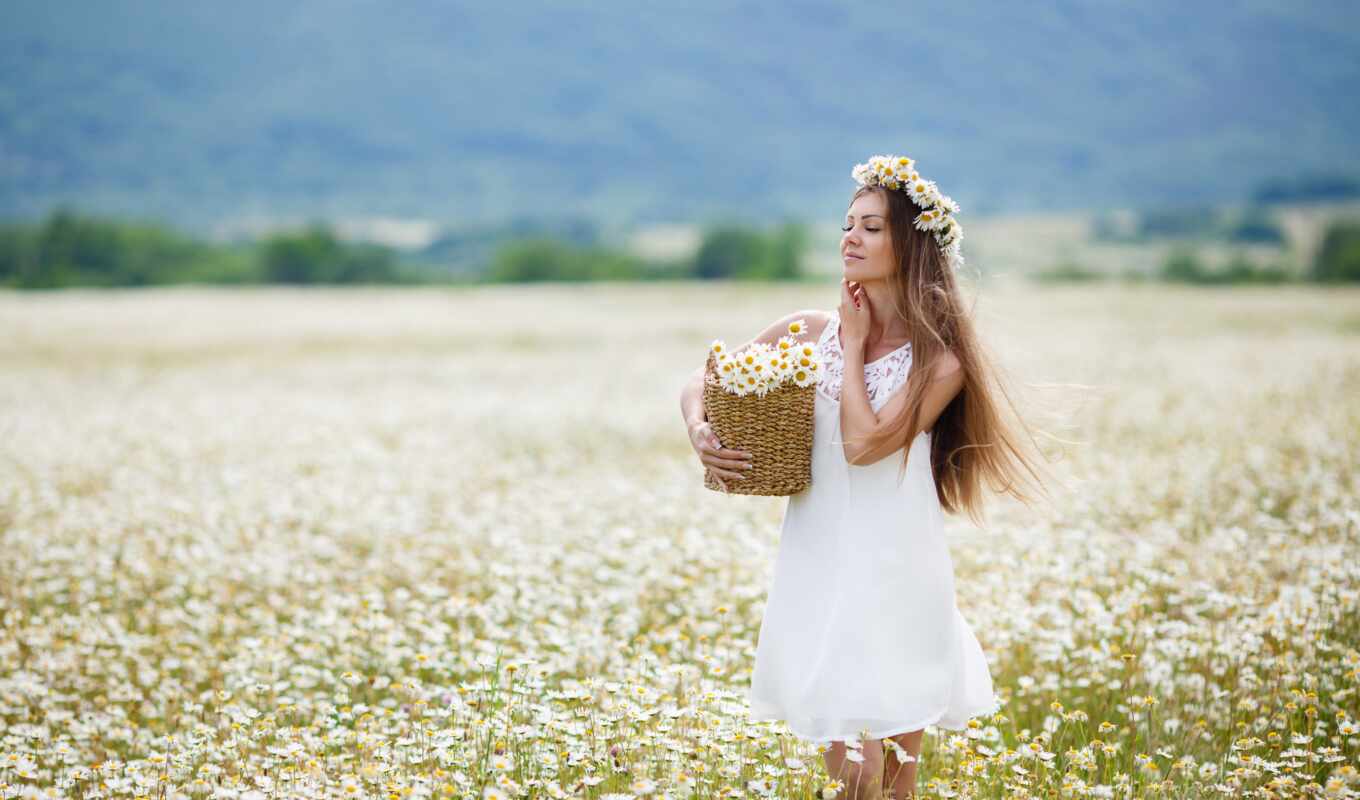girl, summer, field, girls, flowers, cvety, devushki