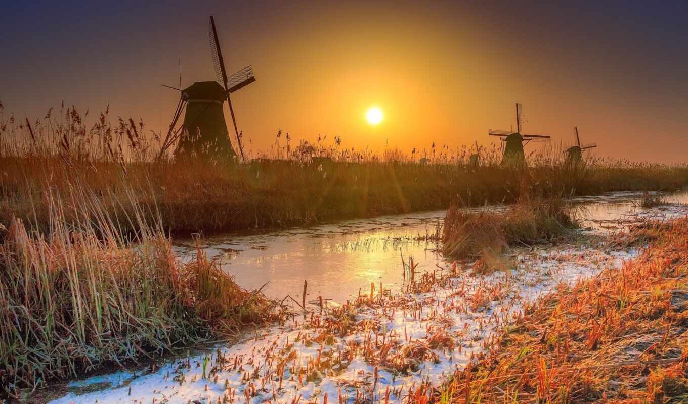 russian, water, mill, windmill