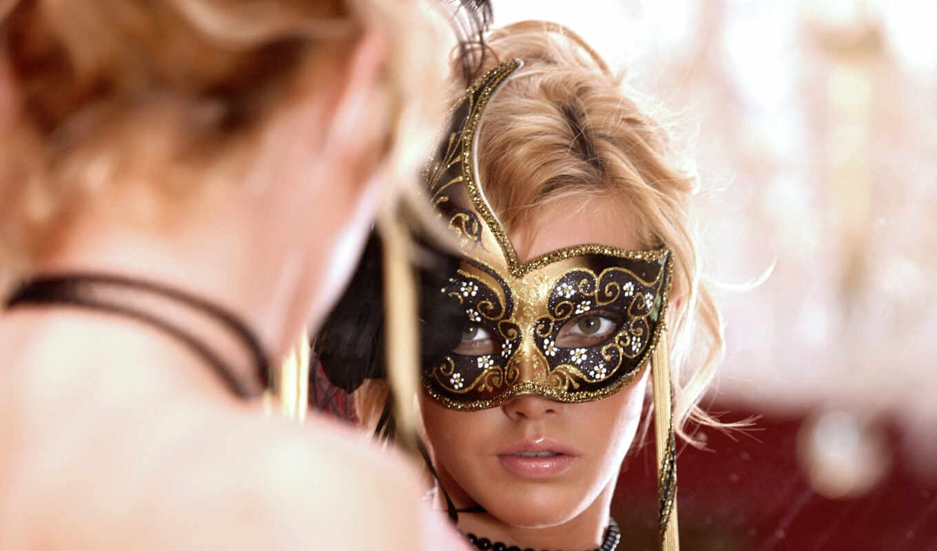 more, girl, club, russian, mirror, reflection, mask, beads, mirrors