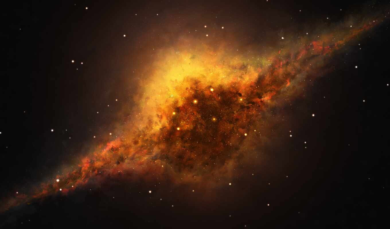космос, star, nebula, оранжевый, yellow