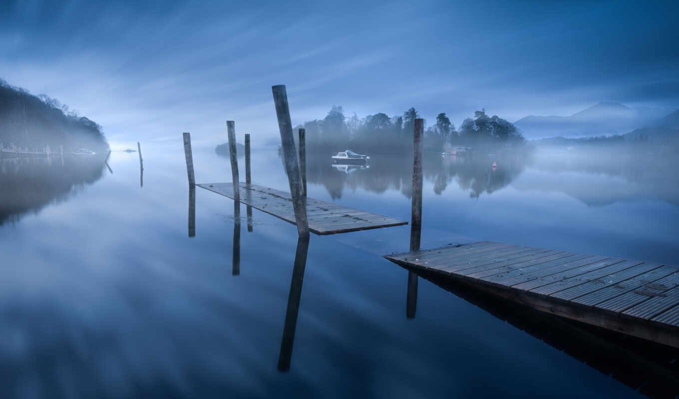 lake, mac, pier, fog