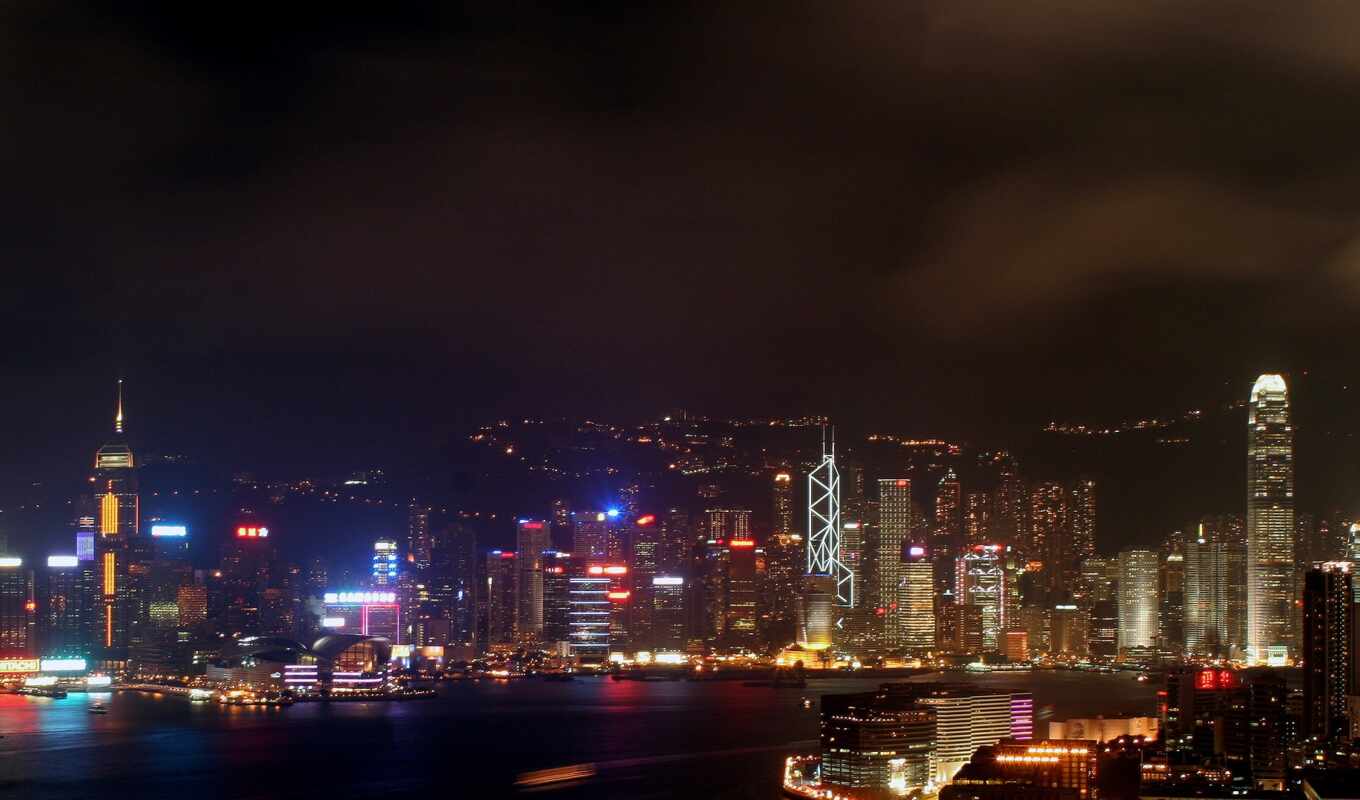 city, night, sandbox, mountain, hong, fire, megapolis, neon, harbor, high - quality, the skyscraper