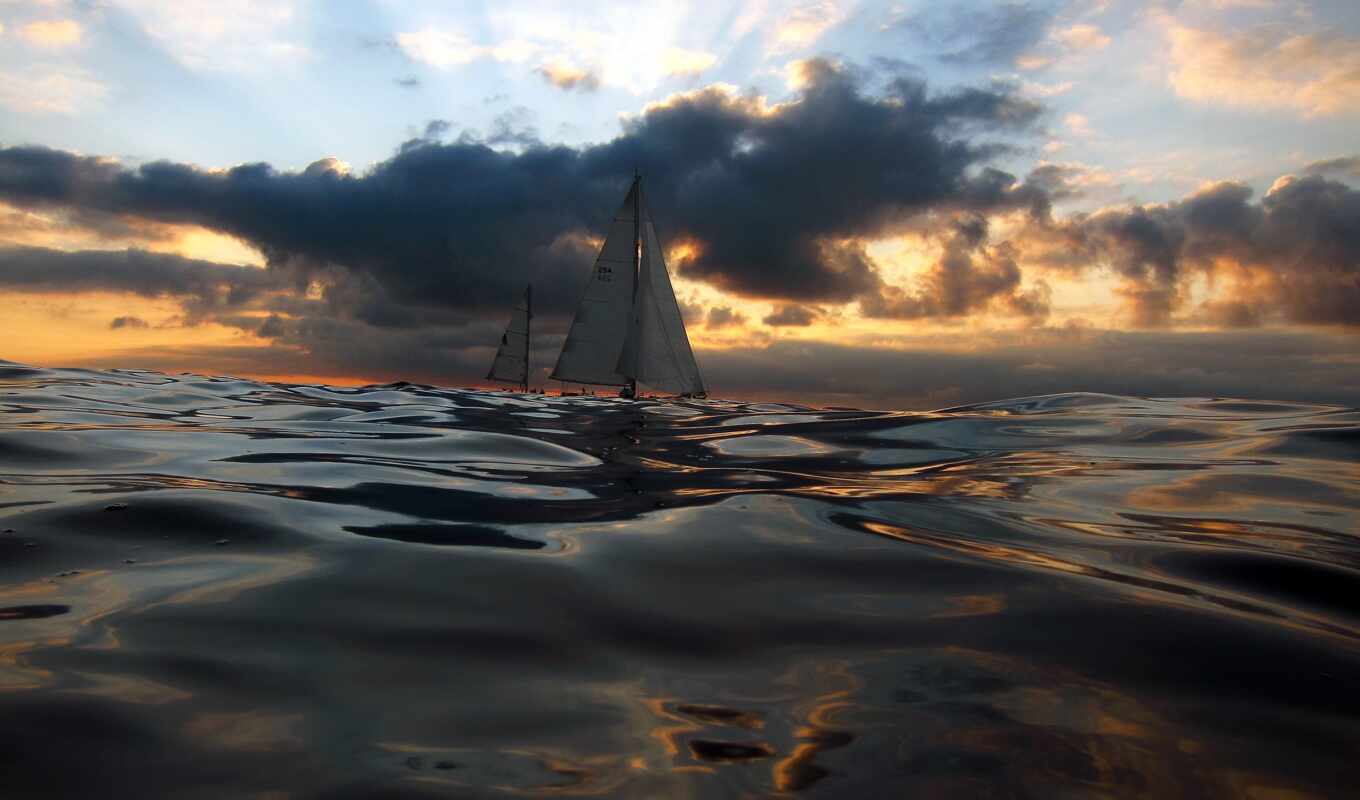 sea, wave, sailboat