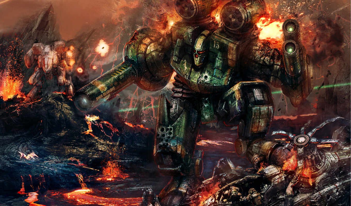 robot, soldiers, combat, fantasy, fire, was, volcano, explosions, lava