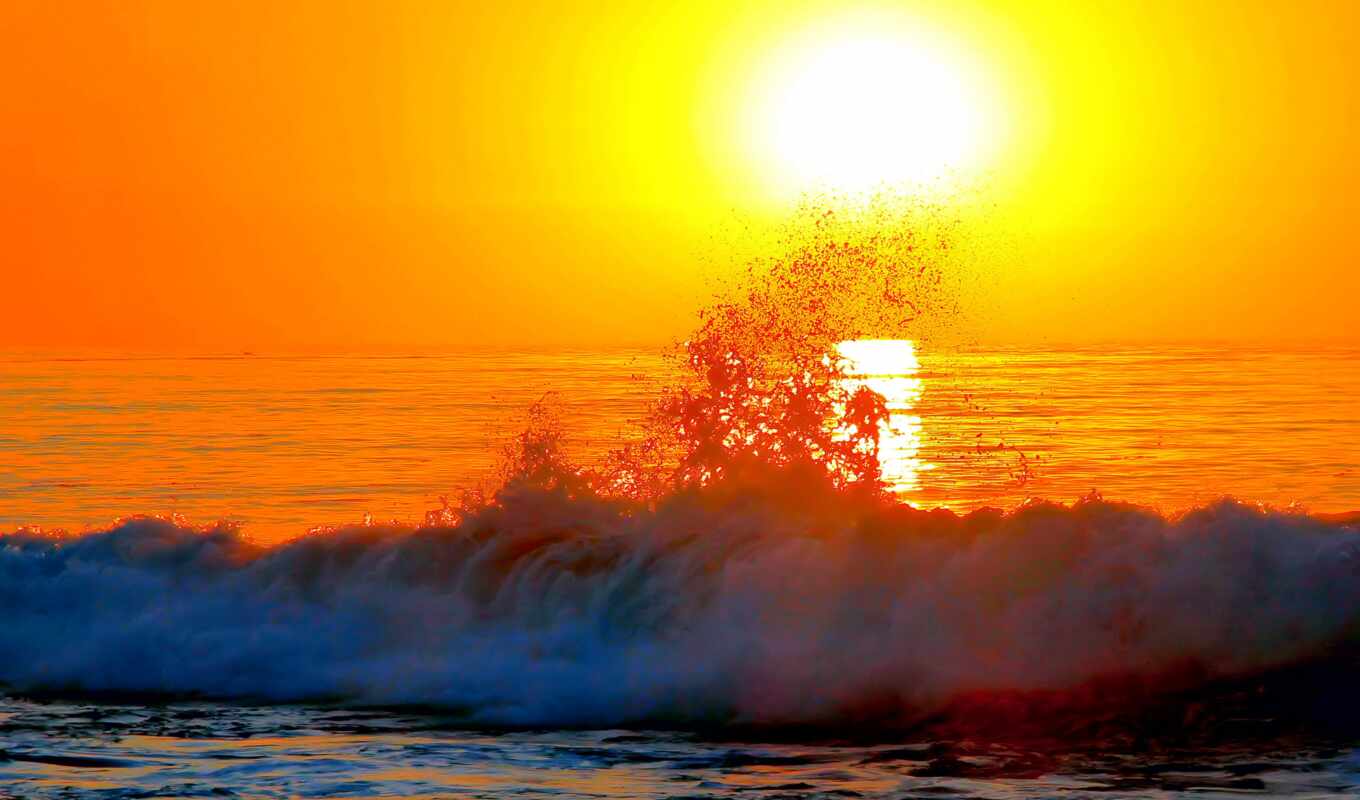 nature, sunset, sea, wave, the best, subject matter