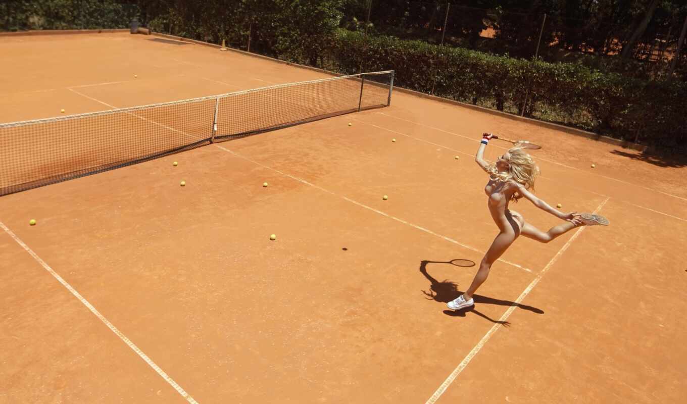 , голая девушка, теннис