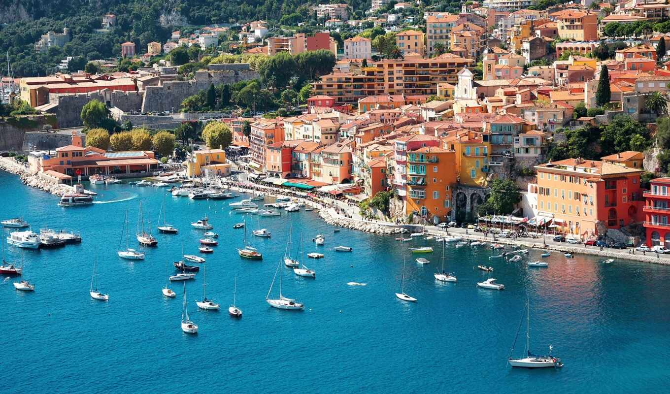 sea, nice, mer, on, riviera, yacht, french, coast, azur, villefranche