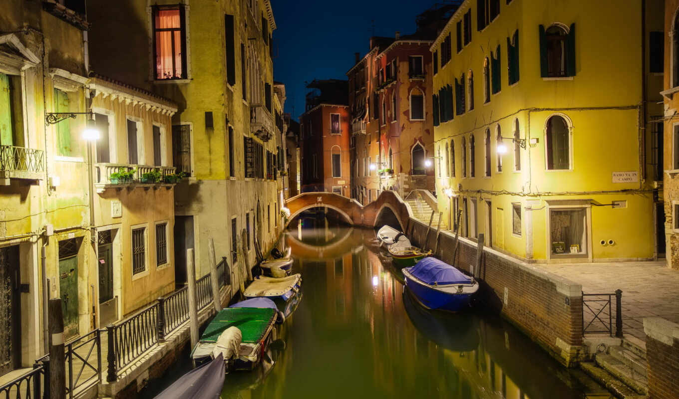 canal, great, Italy, domy, gondola
