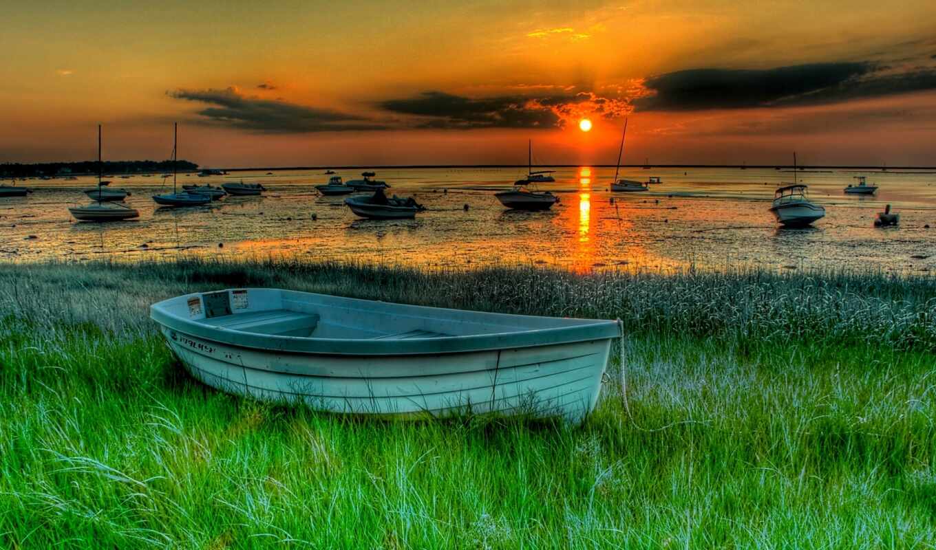 природа, закат, красивые, landscape, hdr, лодка, boats, лодки