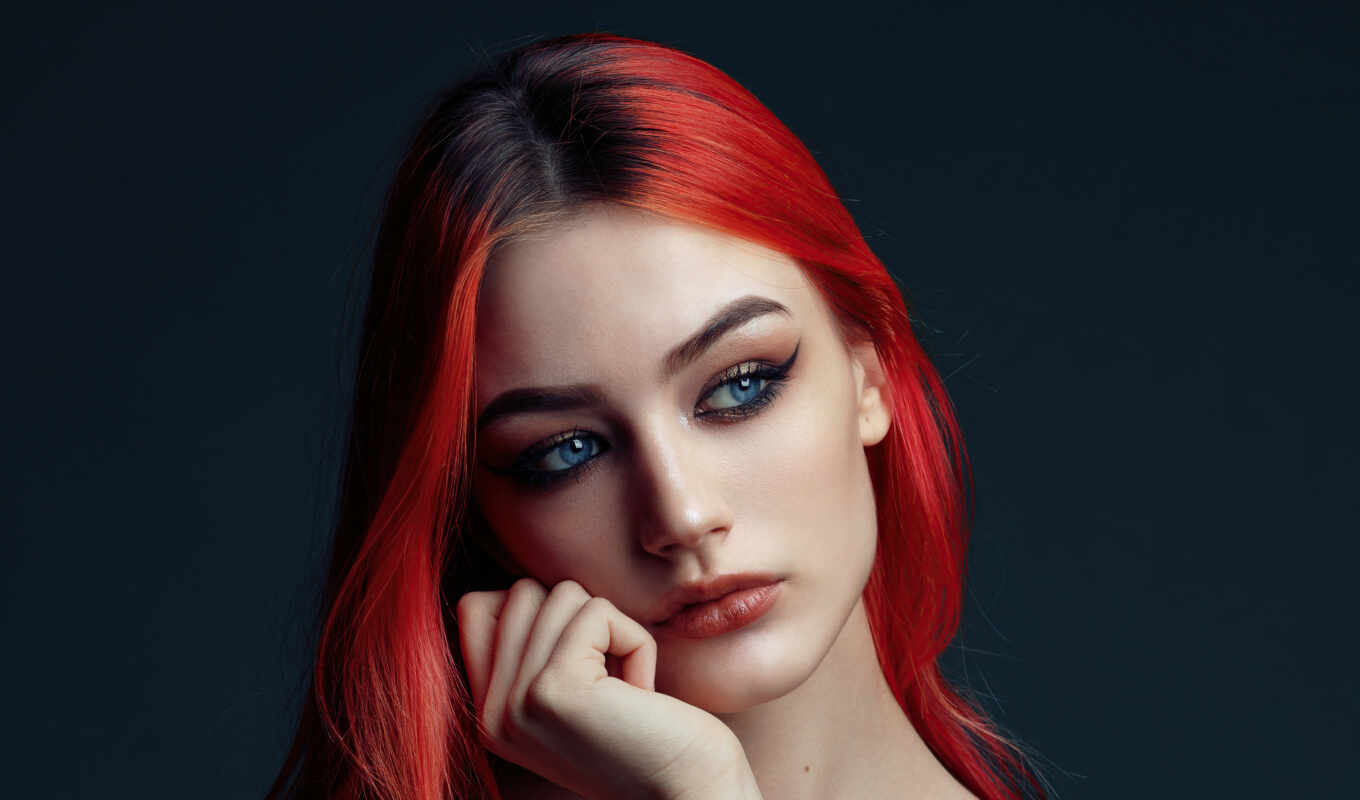 photo, girl, head, background, red, model, gallery, closeup, redhead, rare