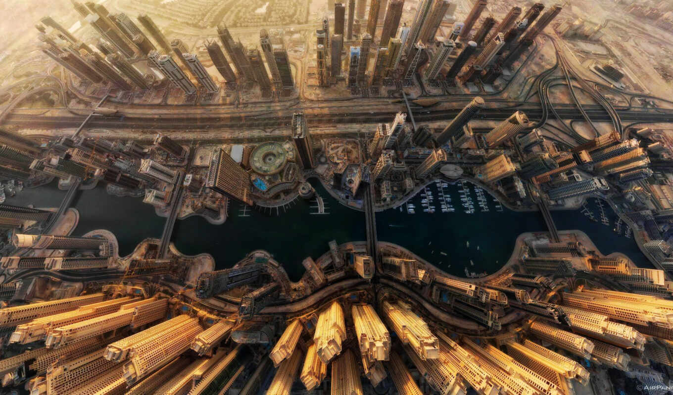 взгляд, город, world, aerial, dubai