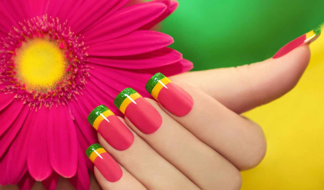 flowers, summer, picture, manicure, bright, positive, nails, cosmetic, nails