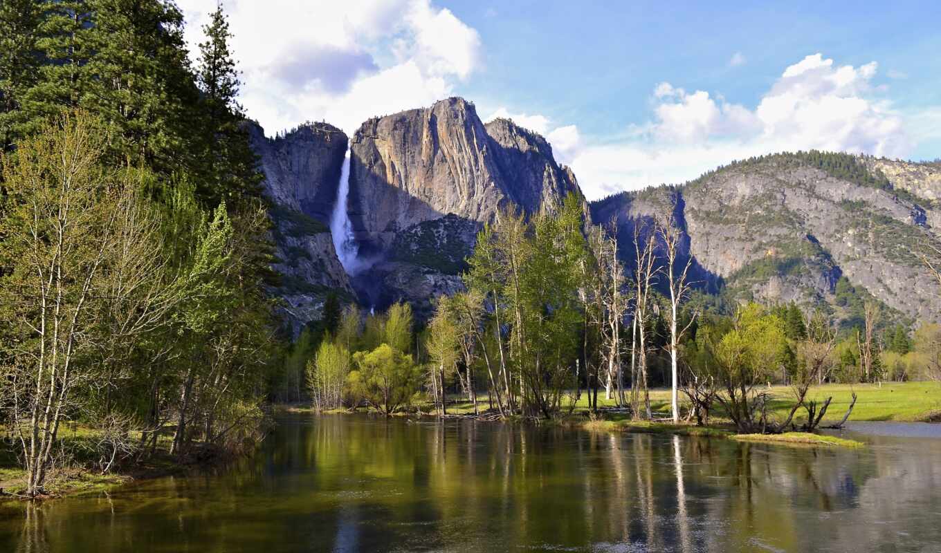 природа, картинка, гора, сша, осень, park, водопад, national, yosemite, canvas, kalifornii