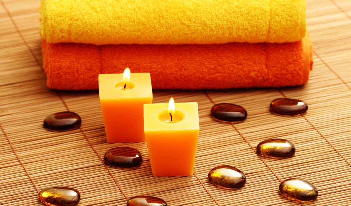 spa, salon, stones, candles, with, towels