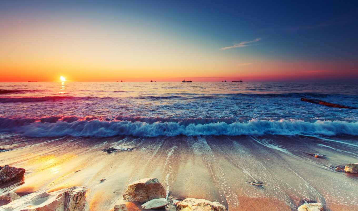 sun, landscape, sea, sunsets, backgrounds, dawn