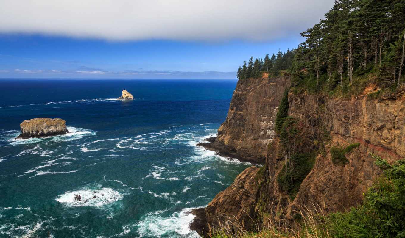 photo, vector, rock, oregon, state, cape, scenic, point of view, meare, because