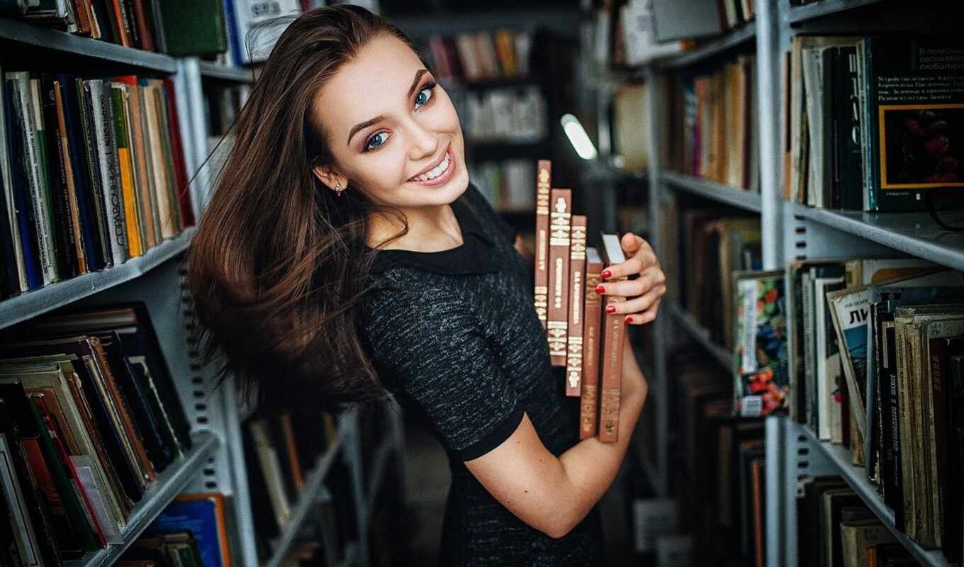 girl, woman, book, picture, model, to find, beautiful, thous, library, Evgeniy, freyer