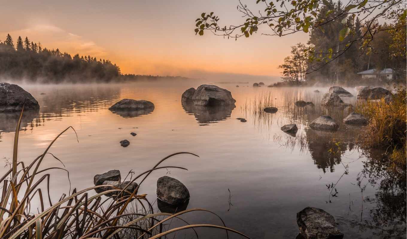 озеро, природа, desktop, trees, туман, flickr, камни, mohana