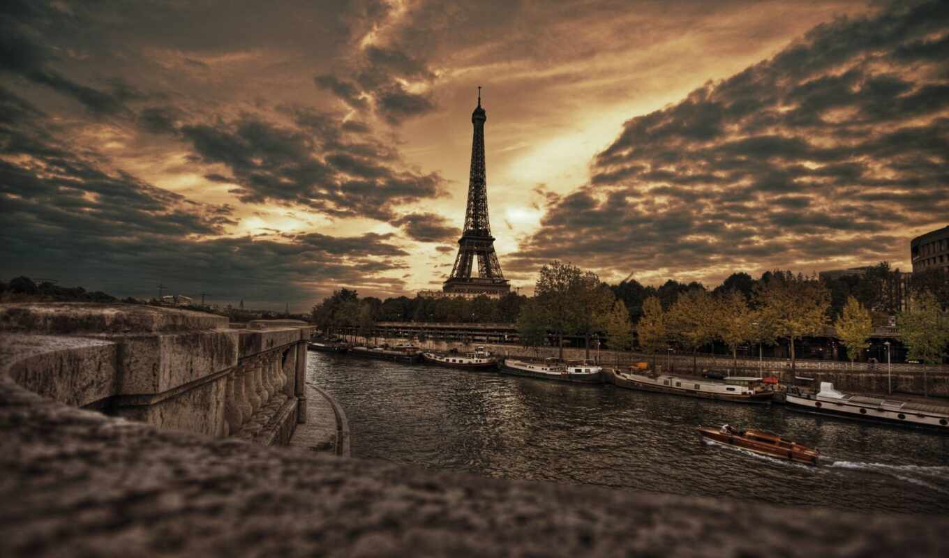 sunset, Paris, Eiffel, turret