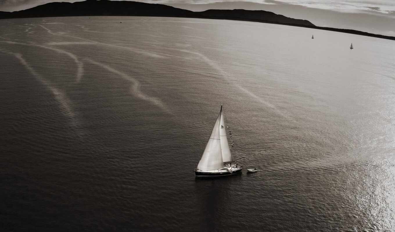 black, yacht, sail